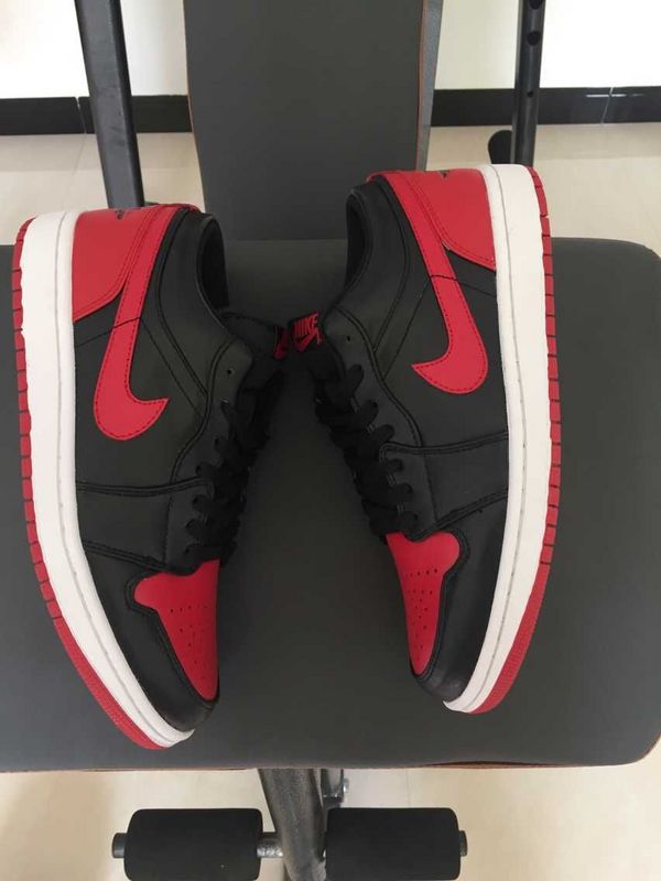 2015 Air Jordan 1 Low 30th Anniversary Black Red White Shoes