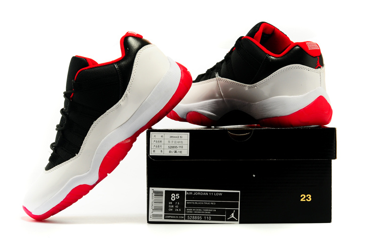 2015 Air Jordan 11 Low Retro White Black Red Shoes