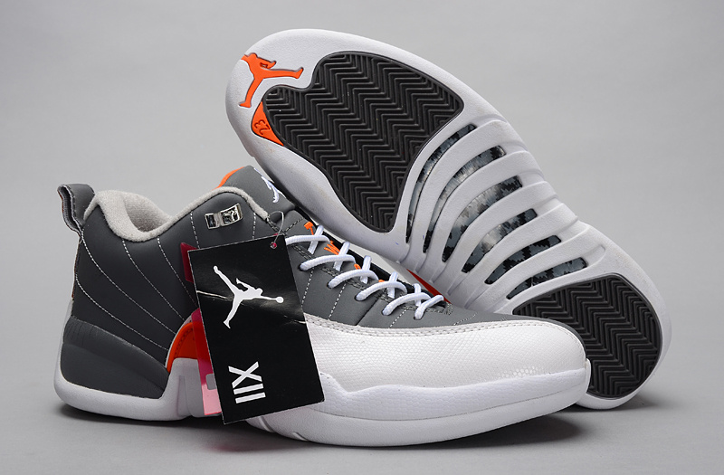 2015 Air Jordan 12 Low 30th Grey White Orange Shoes