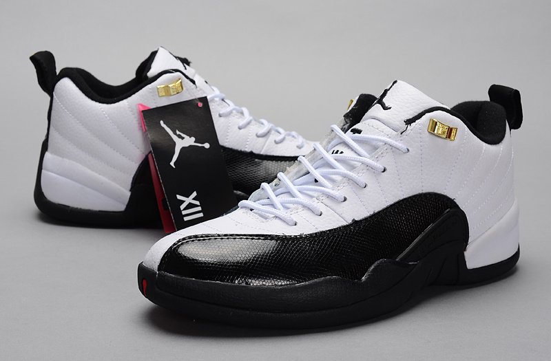 2015 Air Jordan 12 Low 30th White Black Gold Shoes