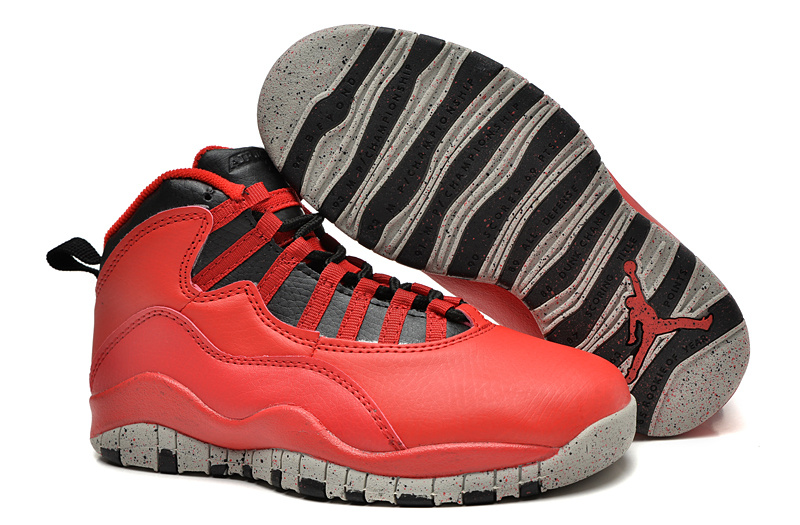 2015 Kid Jordan 10 Red Black Shoes