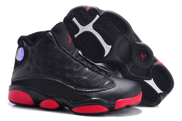 2015 Kids Air Jordan 13 Retro Black Red Shoes