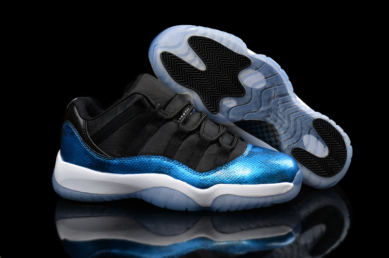2015 Men Jordan 11 Low Black Blue White Shoes