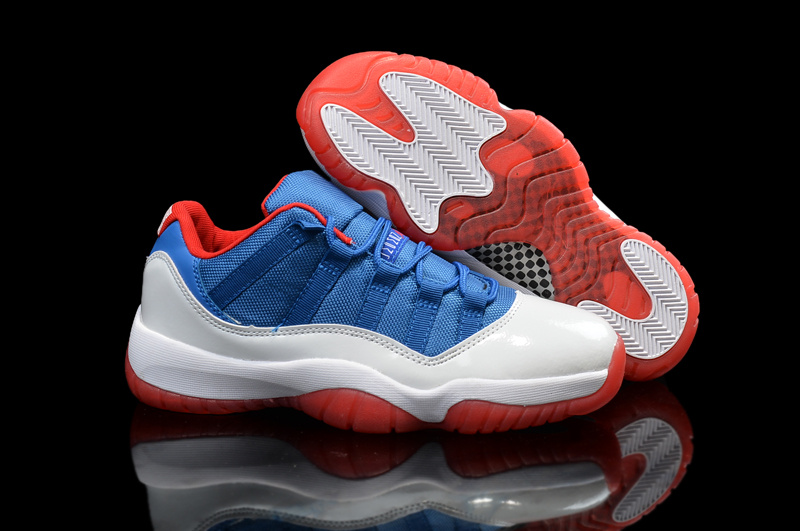 2015 Men Jordan 11 Low Blue White Red Shoes