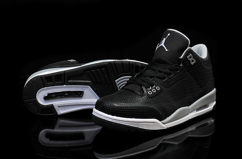 2015 Men Jordan 3 Retro Black Grey Shoes