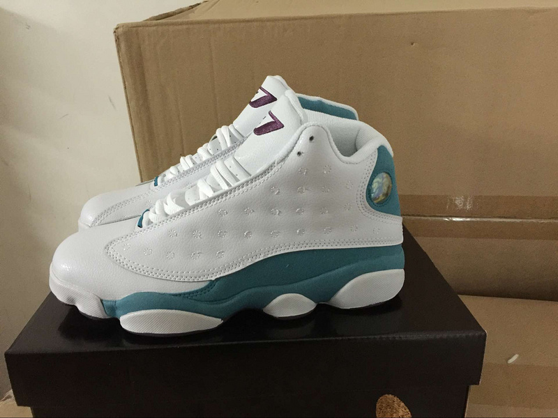 2015 New Air Jordan 13 Retro White Baby Blue Purple Shoes