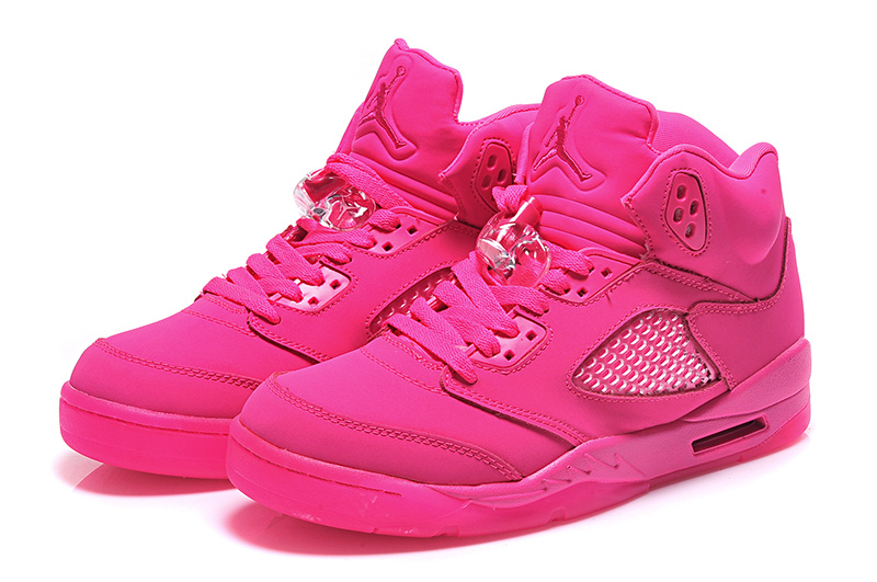 2015 Women Air Jordan 5 Retro All Pink Shoes