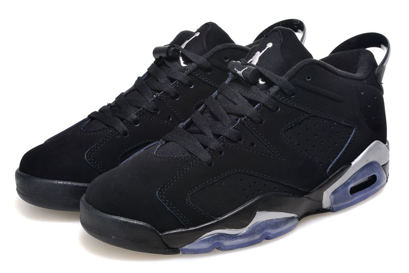 2015 Women Air Jordan 6 Low Black Blue Shoes