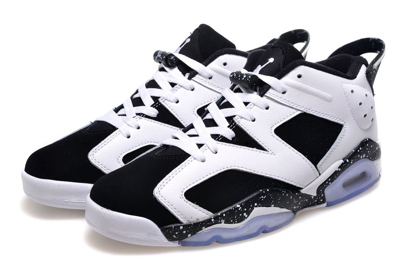 2015 Women Air Jordan 6 Low White Black Shoes
