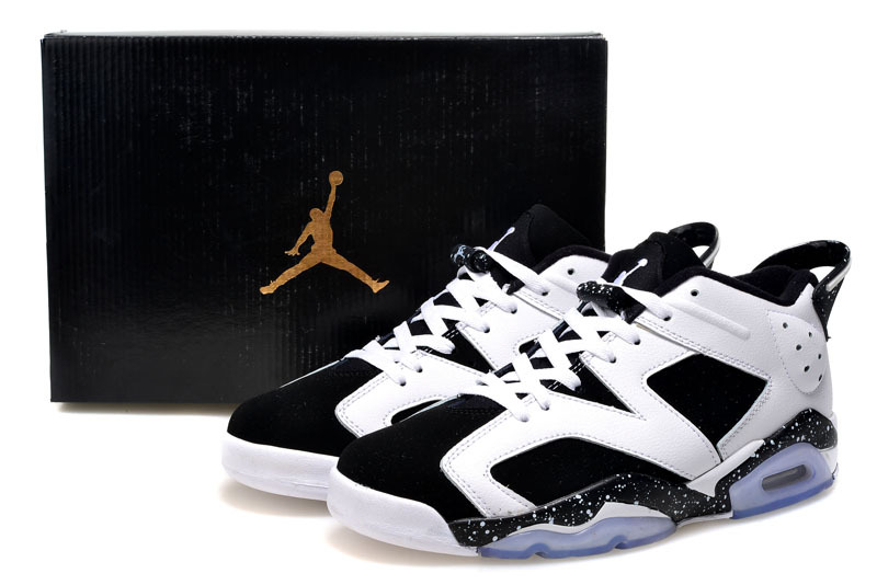 2015 Women Air Jordan 6 Low White Black Shoes