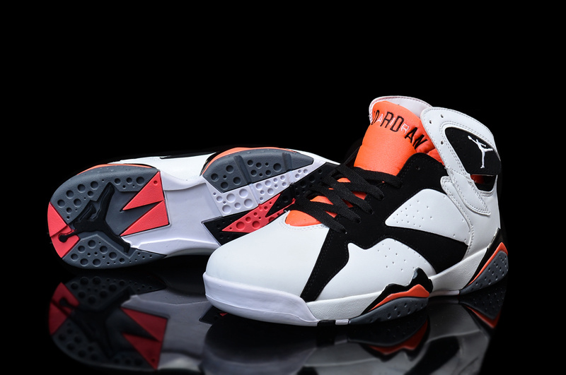 2015 Women Air Jordan 7 Retro White Black Orange Shoes - Click Image to Close