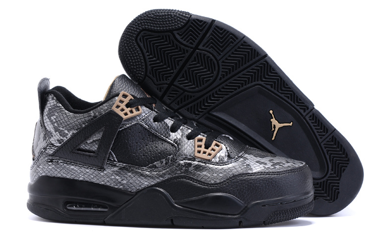 2016 Air Jordan 4 Retro SnakeSkin Black Shoes