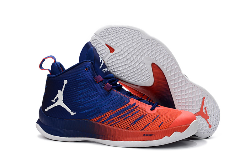 2016 Men Jordan Super Fly 5 Blue Red White Basketball Shoes