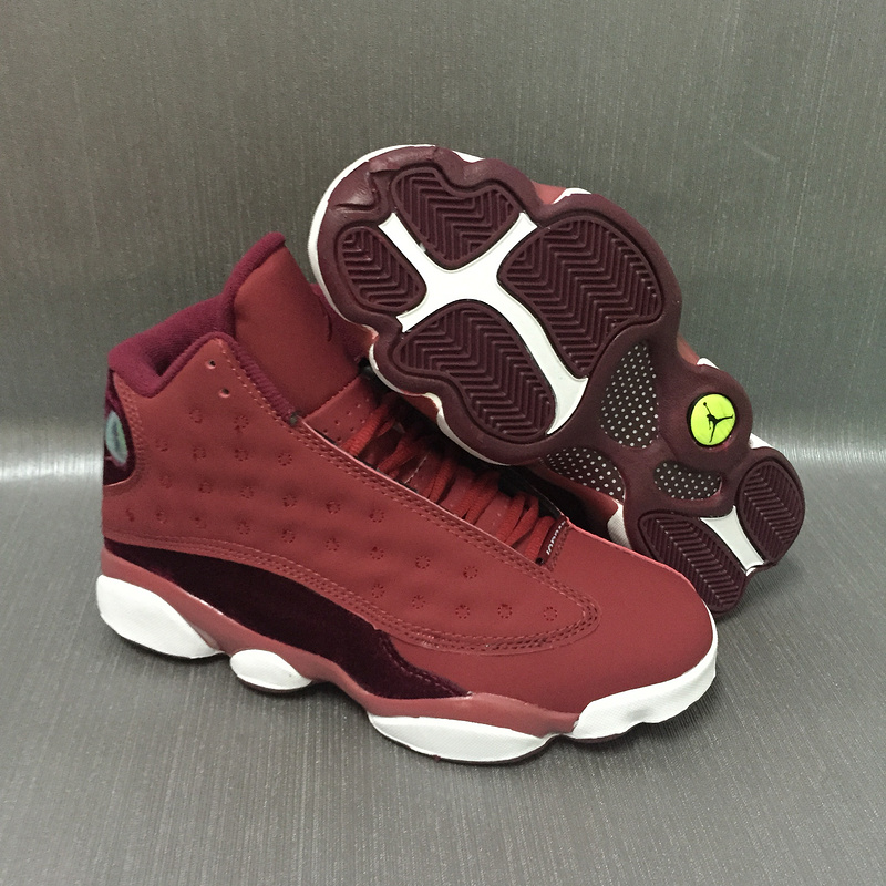 2017 AJ13 Heriess Wine Red White Shoes
