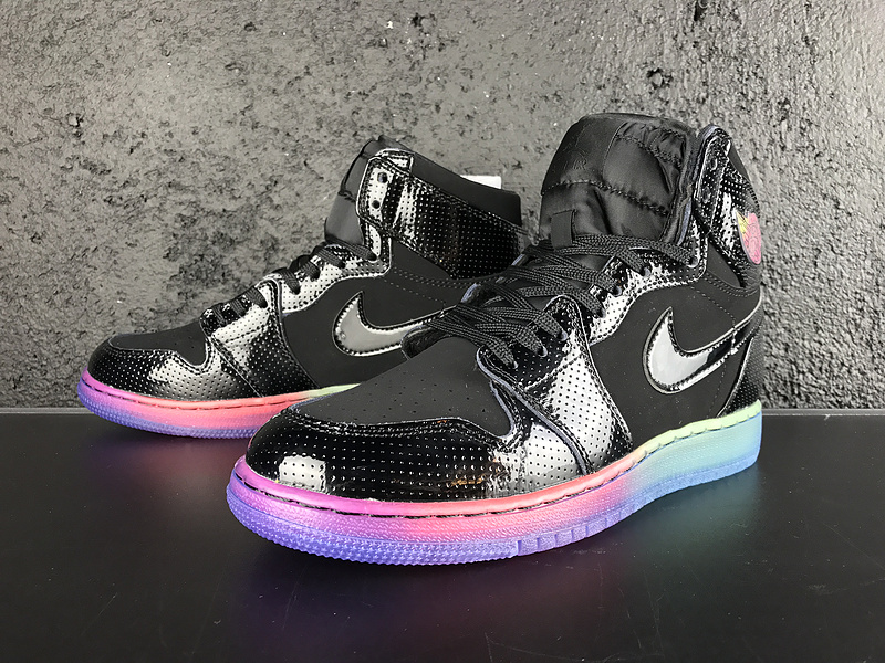 2017 Air Jordan 1 GS Black Rainbow Shoes - Click Image to Close