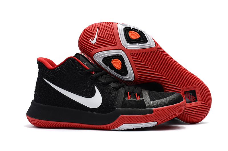 2017 Latest Nike Kyrie 3 Black Red White Swoosh Shoes