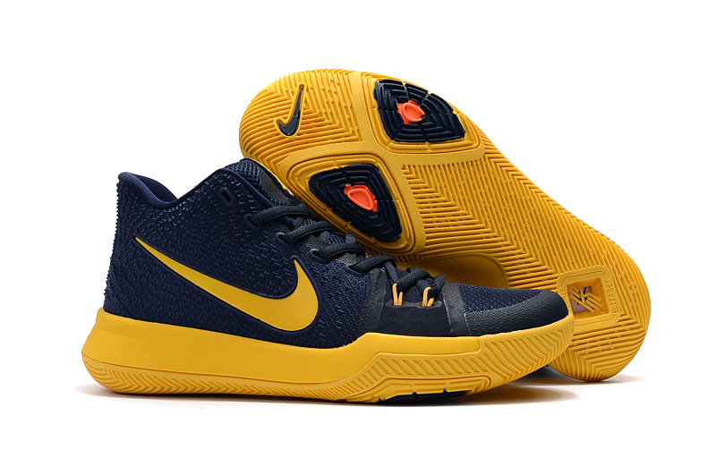 2017 Latest Nike Kyrie 3 Dark Blue Yellow Shoes