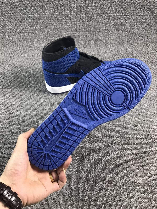 2017 Men Air Jordan 1 Flyknit Black Blue Shoes