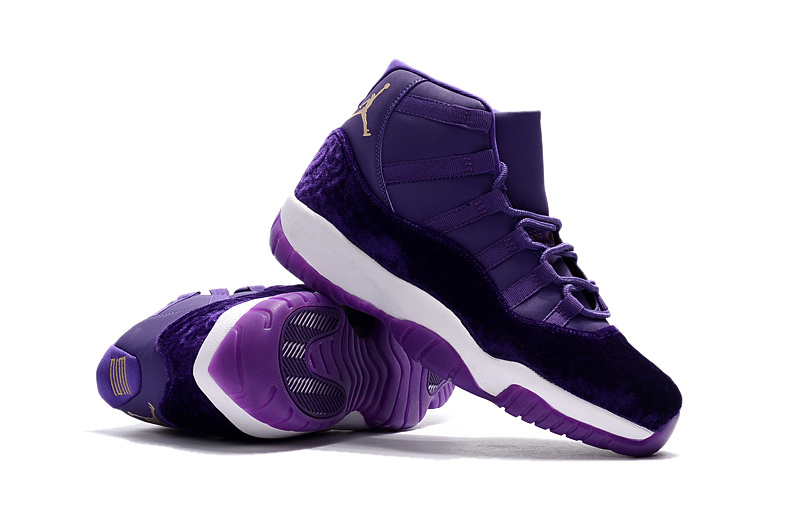 purple and white jordans 11