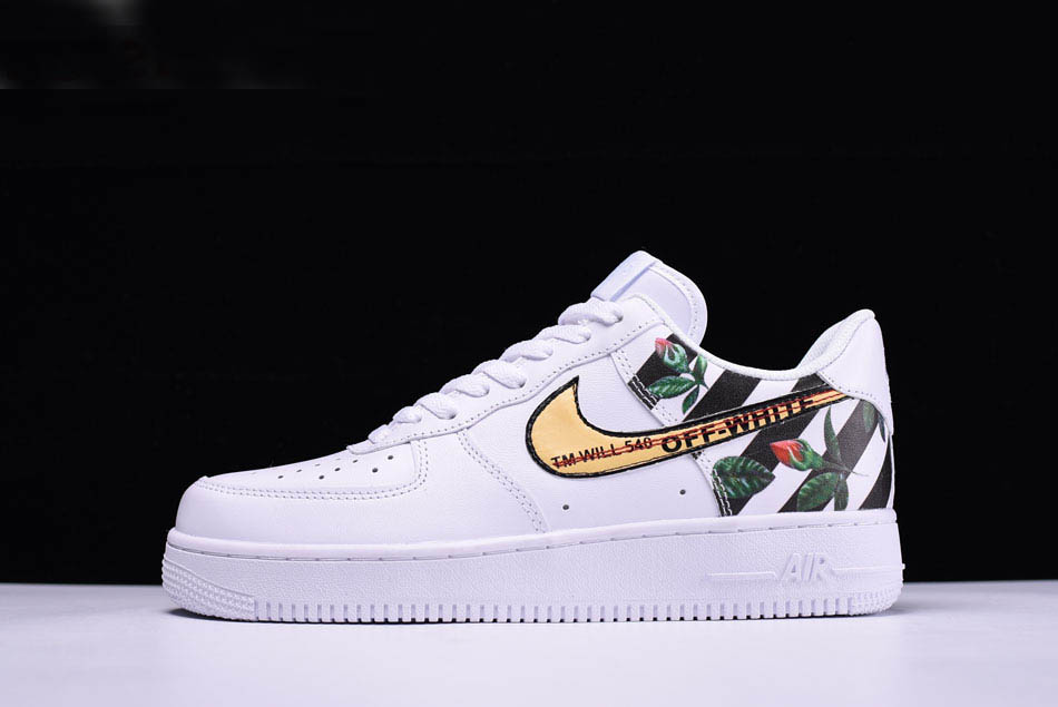 2018 off white x nike air force 1 low flower white