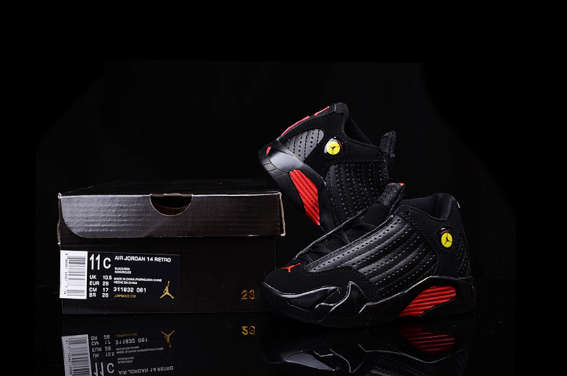 Air Jordan 14 Black Red Shoes For Kids