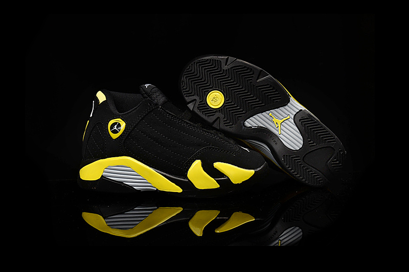 Air Jordan 14 Black Yellow Shoes For Kids