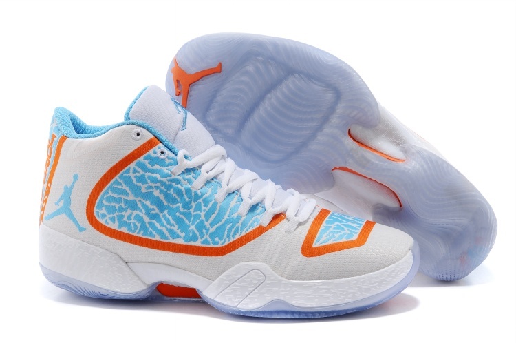 Air Jordan 29 White Baby Blue Orange Basketball Shoes