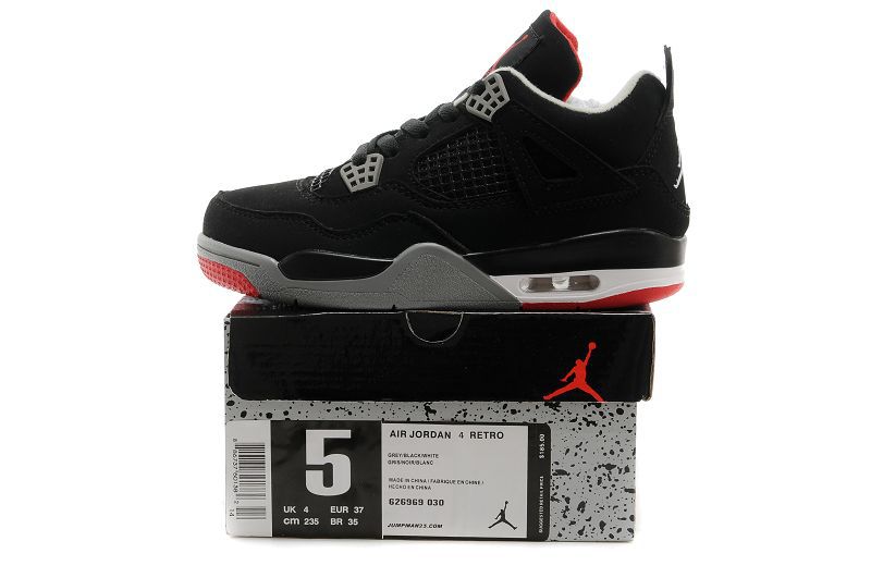 Air Jordan 4 Black Grey Red White Shoes