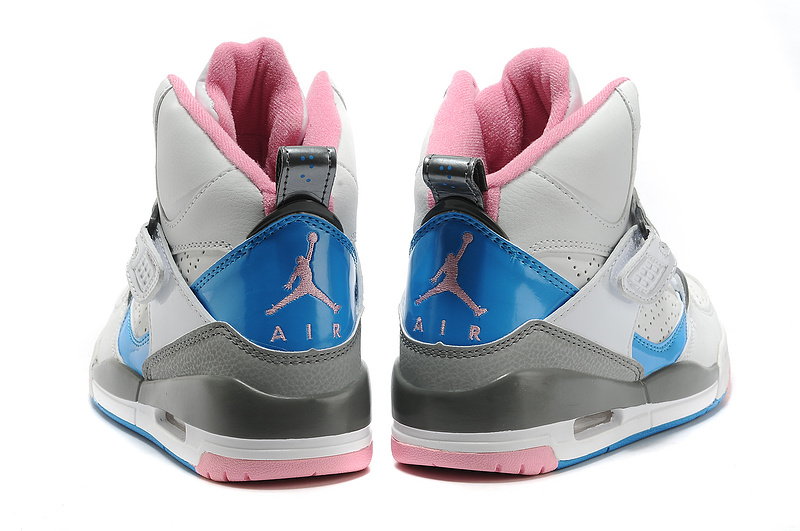 Air Jordan 4.5 Flight Grey Pink Blue Shoes - Click Image to Close