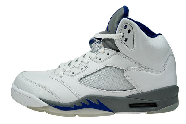 Authentic Air Jordan 5 Retro White Sport Royal Stealth Shoes - Click Image to Close