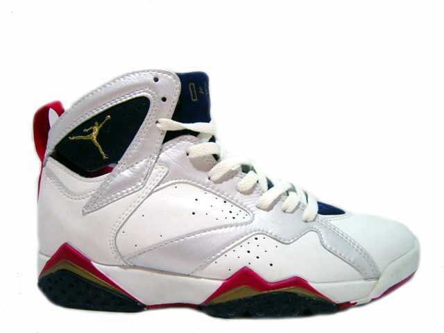 Classic Air Jordan 7 og Olympics White Midnight Navy True Red Shoes