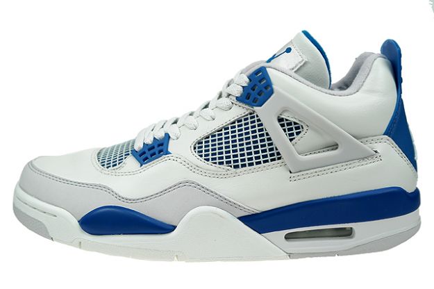 Classic Michael Jordan 4 Retro White Military Blue Neutral Grey Shoes
