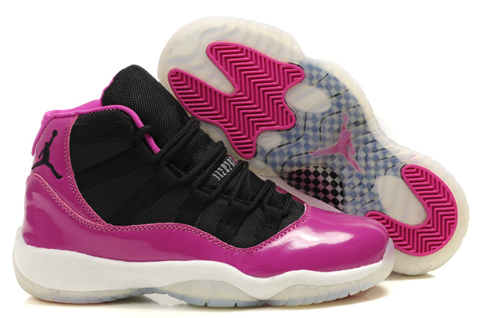Classic Womens Air Jordan 11 Retro Black Pink White Shoes