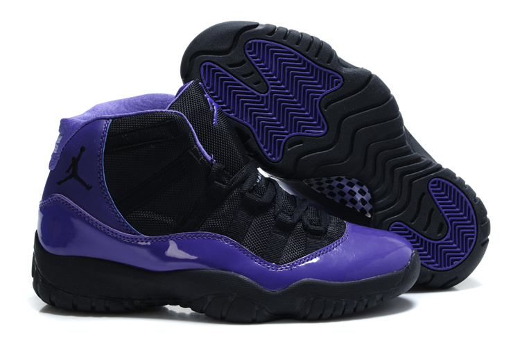 Classic Womens Air Jordan 11 Retro Black Purple Shoes