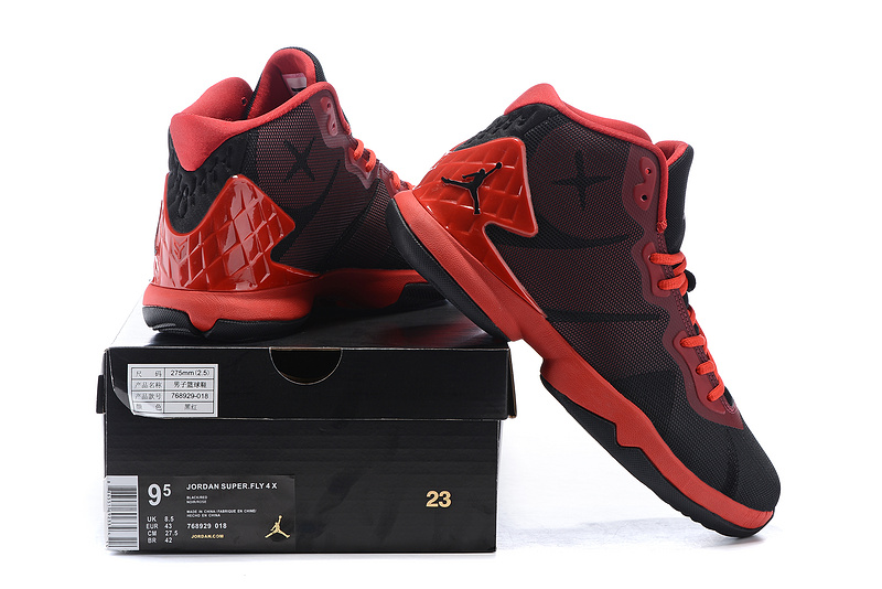 Jordan Super Fly 4 Black Red Basketball Shoes - Click Image to Close