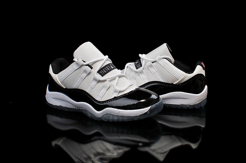 Kids Air Jordan 11 Low White Black Shoes