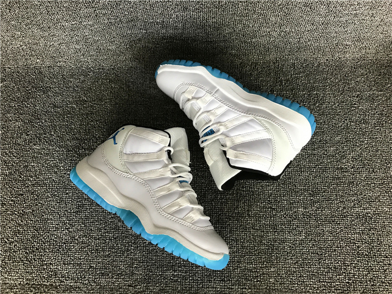 Kids Air Jordan 11 White Blue Shoes