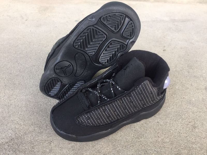 Kids Air Jordan 13 Retro All Black Shoes