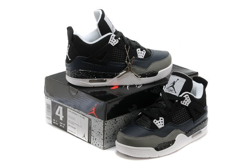 Kids Air Jordan 4 Oreo Black Grey White Shoes