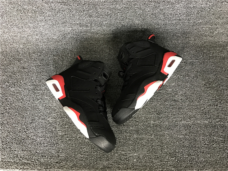 Kids Air Jordan 6 Black Red Shoes
