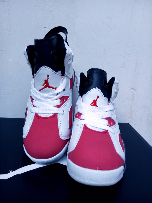 Kids Air Jordan 6 White Red Black Shoes