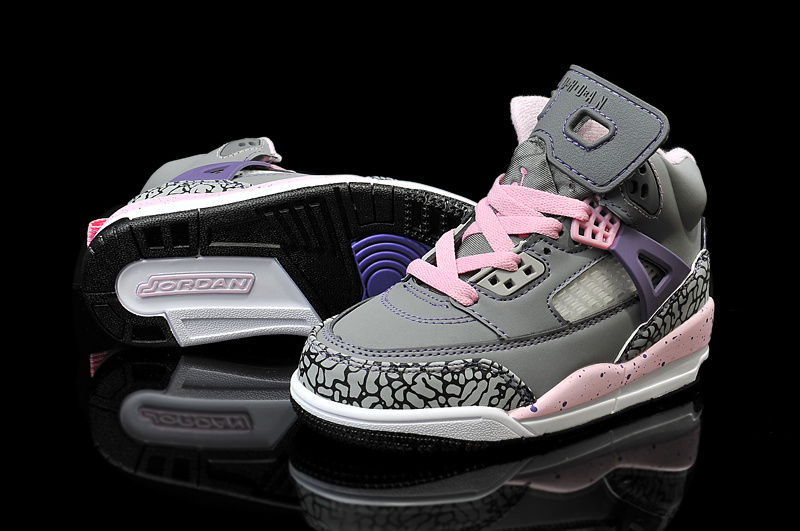 Kids Air Jordan Spizike Grey Pink Purple Black Shoes