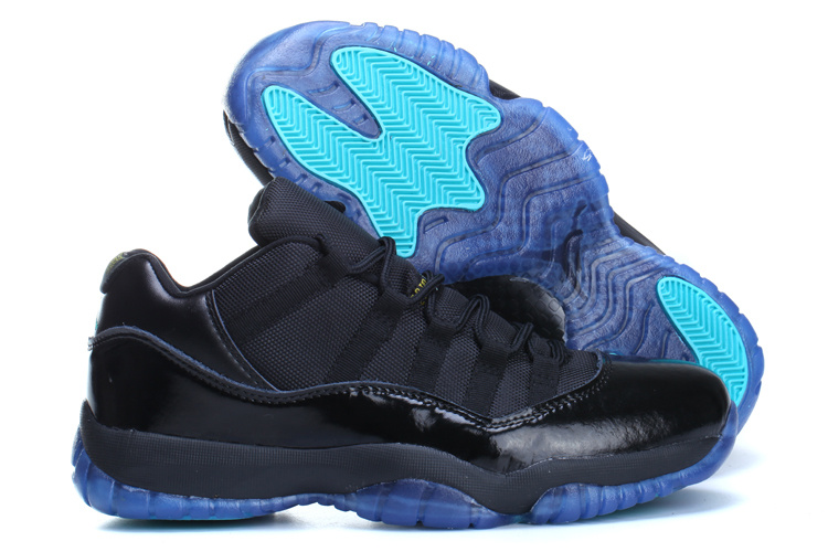 Latest Retro Air Jordan 11 Low Black Blue Sole Shoes