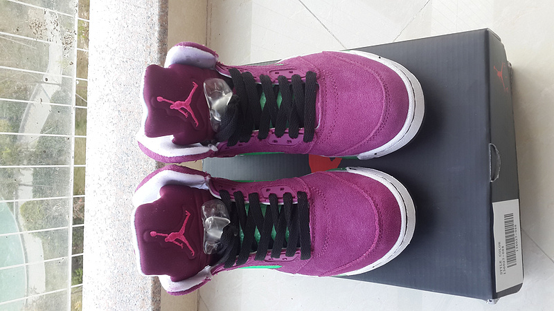 Latest Womens Air Jordan 5 Retro Purple Green Black Shoes