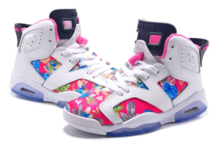 Latest Womens Air Jordan 6 Retro White Pink Blue Shoes - Click Image to Close