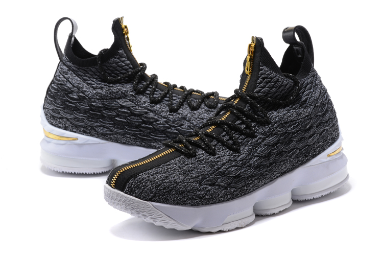 2018 Nike LeBron 15 Black Gloden Basketball Shoes - Click Image to Close