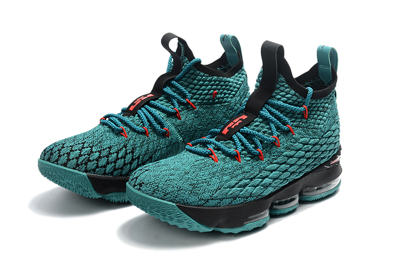 2018 Nike LeBron 15 Black Red Lakers Green Basketball Shoes - Click Image to Close