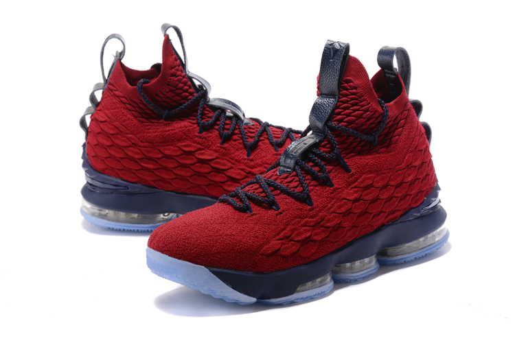 New Nike LeBron 15 Wine Red Blue Basketball Shoes
