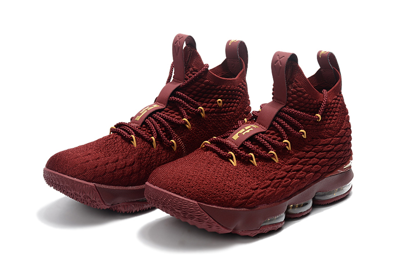 New Nike LeBron 15 Wine Red Gloden Basketball Shoes