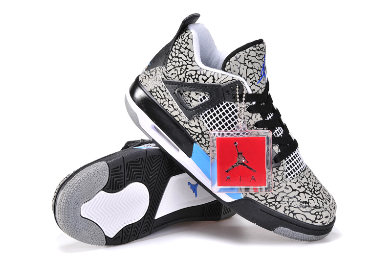 Limited Womens Air Jordan 4 Crack Grey Black Blue Shoes